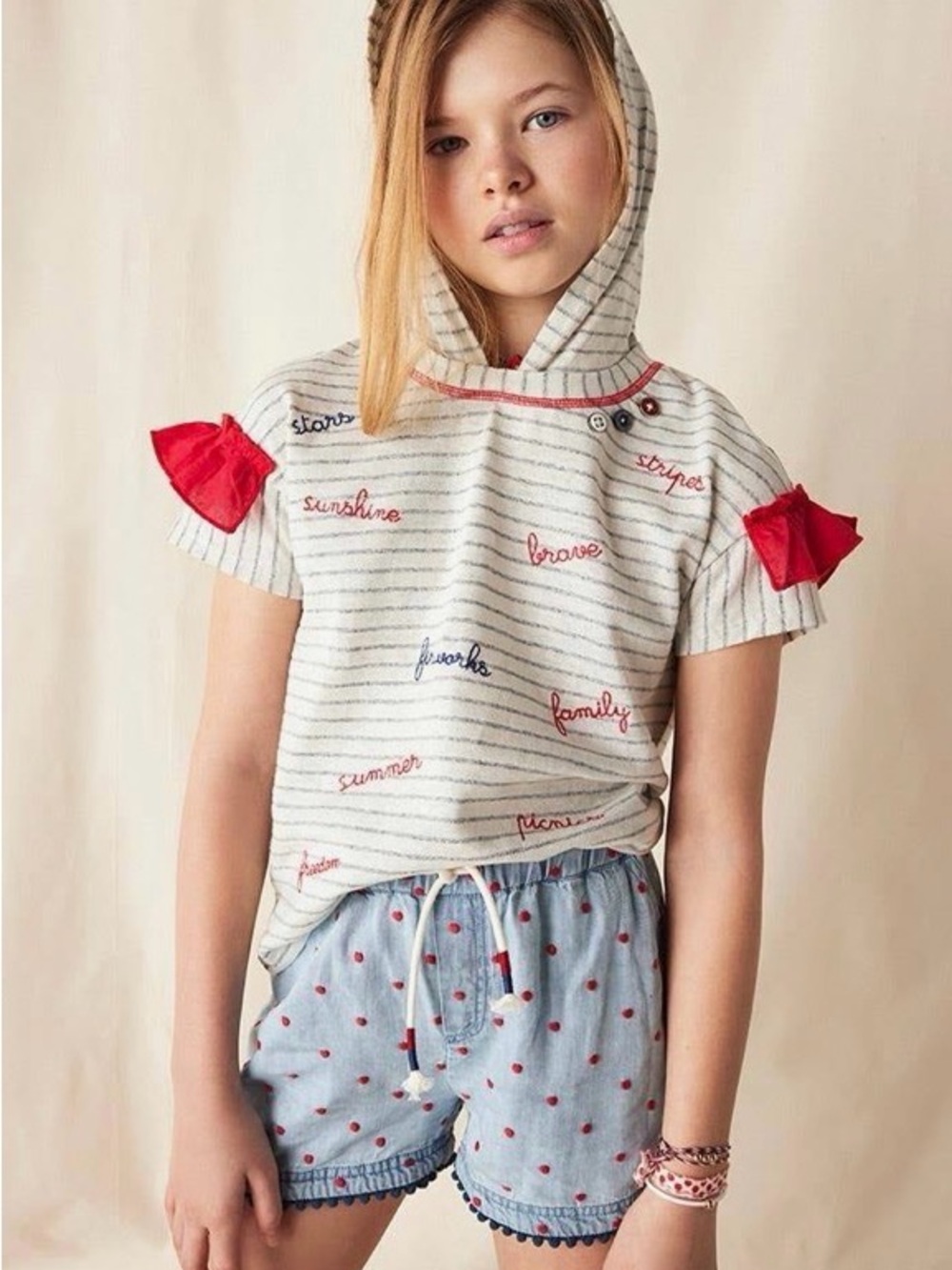 Matilda Jane Striped Hoodie with Red Accents